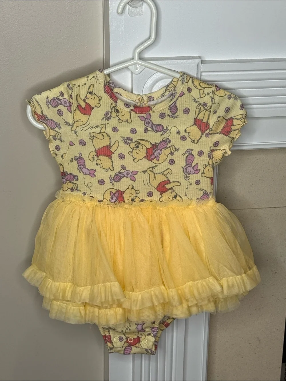 Disney Yellow Winnie the Pooh Tulle Tutu Bodysuit 18 months
